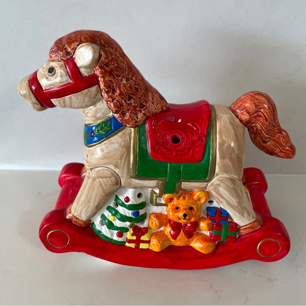 Vintage Dolly & Me Ceramic Christmas Rocking Horse Lamp